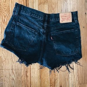High Waisted Levi’s 501 Black Denim Shorts
